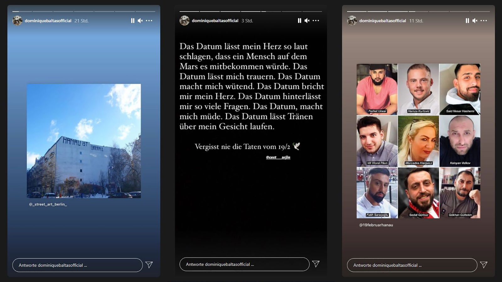 Dominique Baltas' Instagram-Story am 19.02.21
