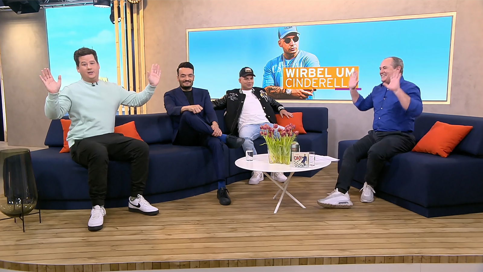 Chris Tall, Giovanni Zarrella, Pietro Lombardi & Wolfgang Kons am 06.04.21 bei Guten Morgen Deutschland