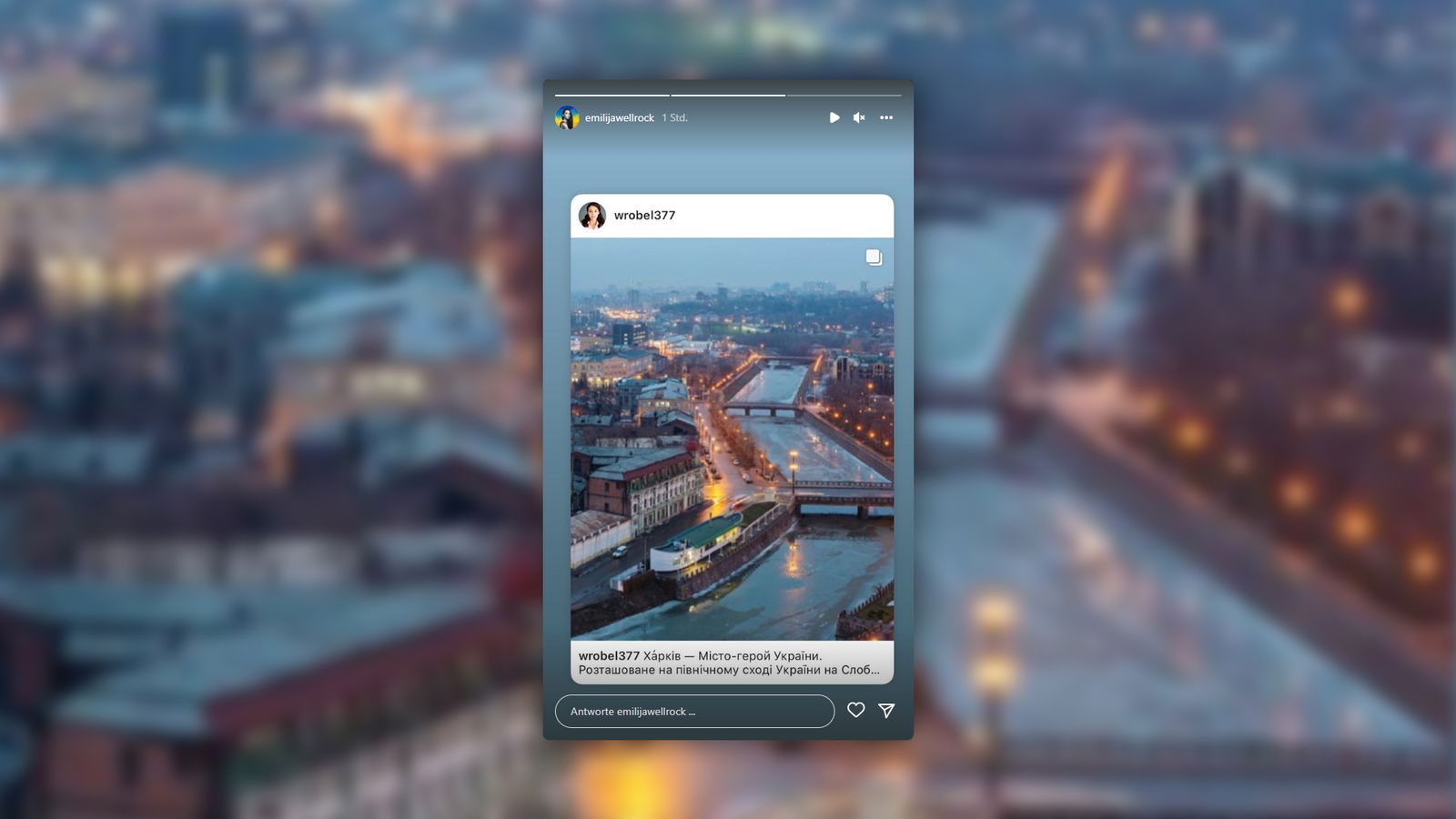Instastory von Emilija Wellrock