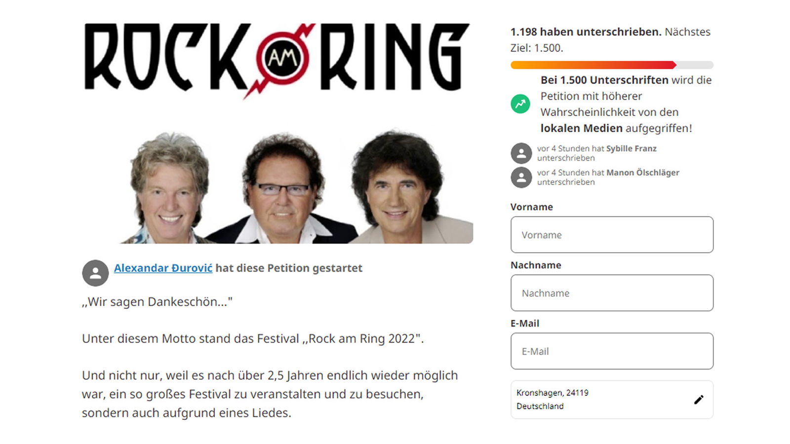 Petition Rock am Ring 2023